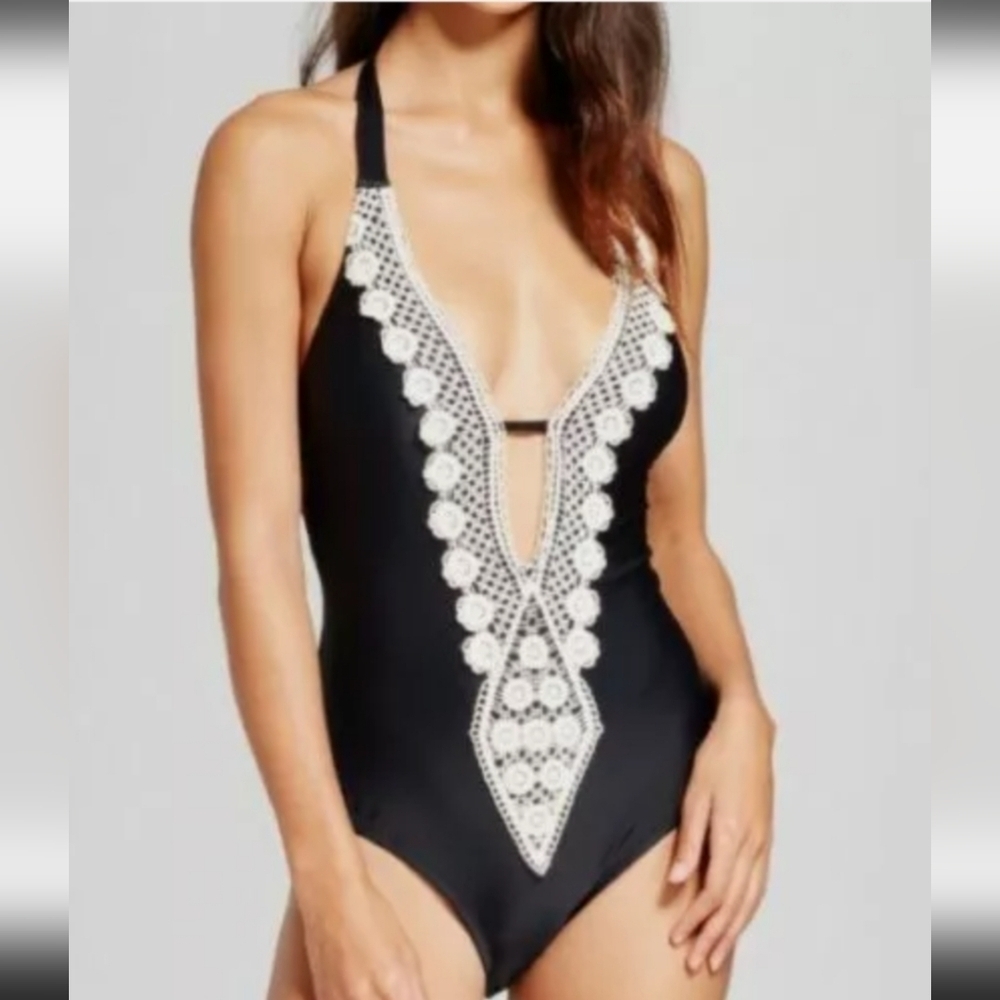 Mossimo Supply Co | Boho One Piece Swimsuit with Plunging V-Neck